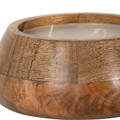 WOOD, 8" 15 OZ MODERN BOWL SCENTED CANDLE, NATURAL - Al Rugaib Furniture