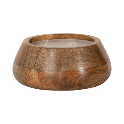 WOOD, 8" 15 OZ MODERN BOWL SCENTED CANDLE, NATURAL - Al Rugaib Furniture