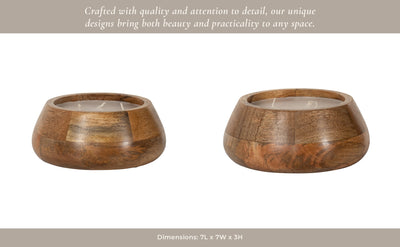 WOOD, 8" 15 OZ MODERN BOWL SCENTED CANDLE, NATURAL - Al Rugaib Furniture