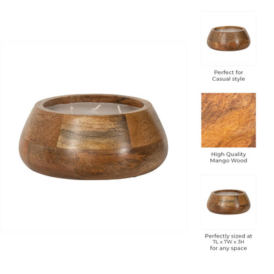 WOOD, 8" 15 OZ MODERN BOWL SCENTED CANDLE, NATURAL - Al Rugaib Furniture