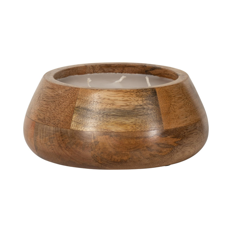 WOOD, 8" 15 OZ MODERN BOWL SCENTED CANDLE, NATURAL - Al Rugaib Furniture