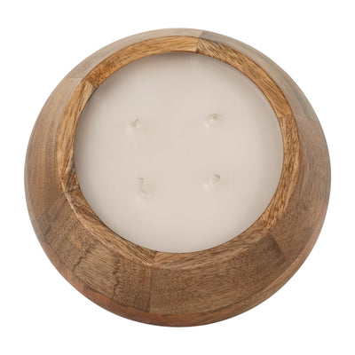 WOOD, 8" 15 OZ MODERN BOWL SCENTED CANDLE, NATURAL - Al Rugaib Furniture