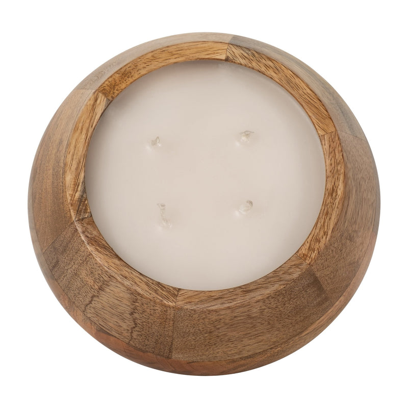 WOOD, 8" 15 OZ MODERN BOWL SCENTED CANDLE, NATURAL - Al Rugaib Furniture