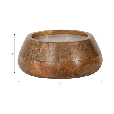 WOOD, 8" 15 OZ MODERN BOWL SCENTED CANDLE, NATURAL - Al Rugaib Furniture