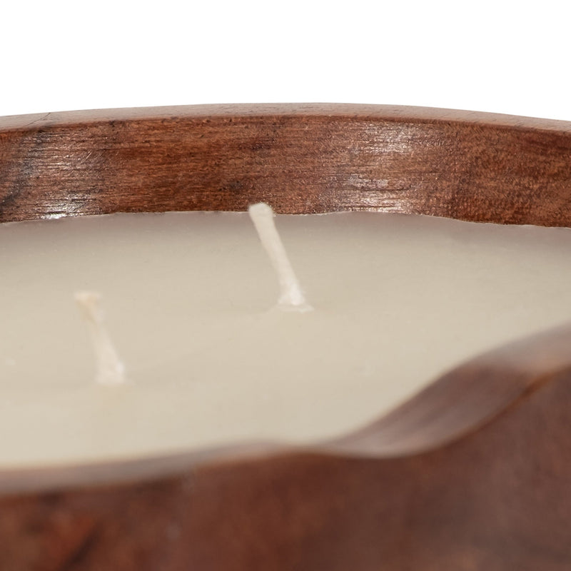 WOOD, 8" 16 OZ OVAL BOWL SCENTED CANDLE, NATURAL - Al Rugaib Furniture