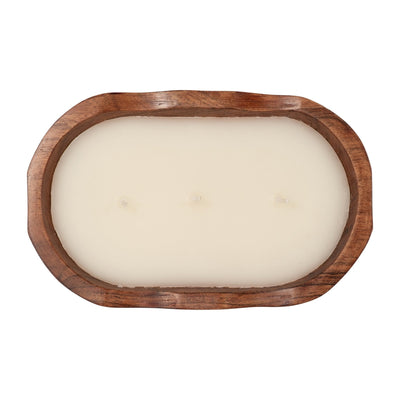 WOOD, 8" 16 OZ OVAL BOWL SCENTED CANDLE, NATURAL - Al Rugaib Furniture