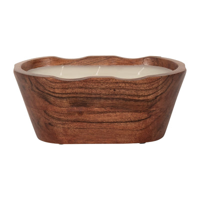WOOD, 8" 16 OZ OVAL BOWL SCENTED CANDLE, NATURAL - Al Rugaib Furniture