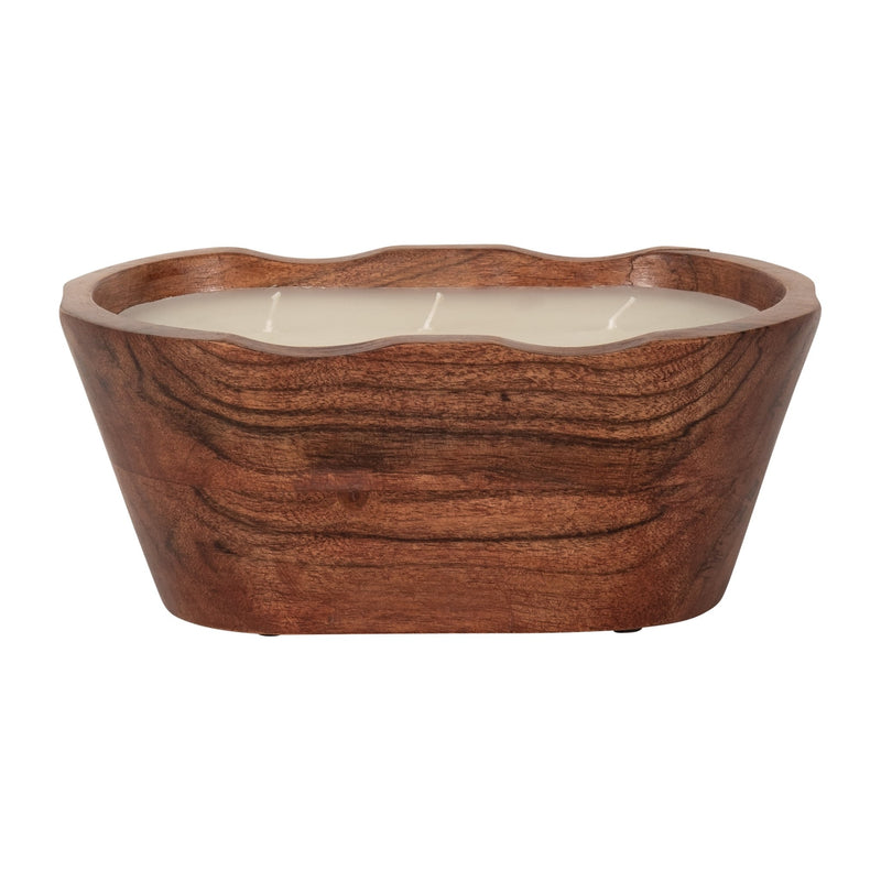 WOOD, 8" 16 OZ OVAL BOWL SCENTED CANDLE, NATURAL - Al Rugaib Furniture