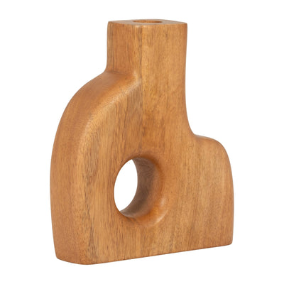 WOOD, 8" CIRCLE CUT - OUT VASE, NATURAL - Al Rugaib Furniture