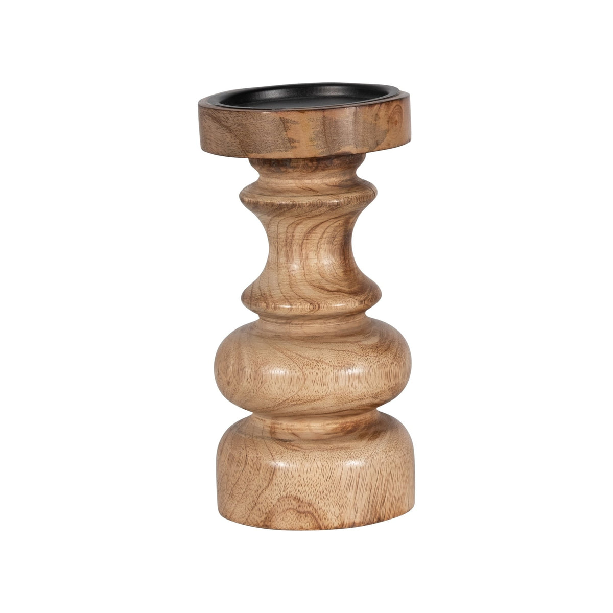 WOOD, 8" TRADITIONAL PILLAR CANDLEHOLDER, NATURAL Candle Holders| Sagebrook Home
