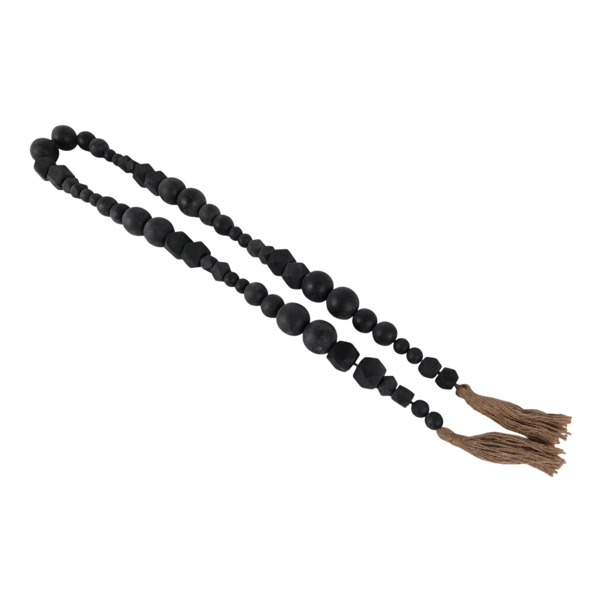 WOOD, 84"L HEX & ROUND BEAD GARLAND, BLACK Table Decors| Sagebrook Home