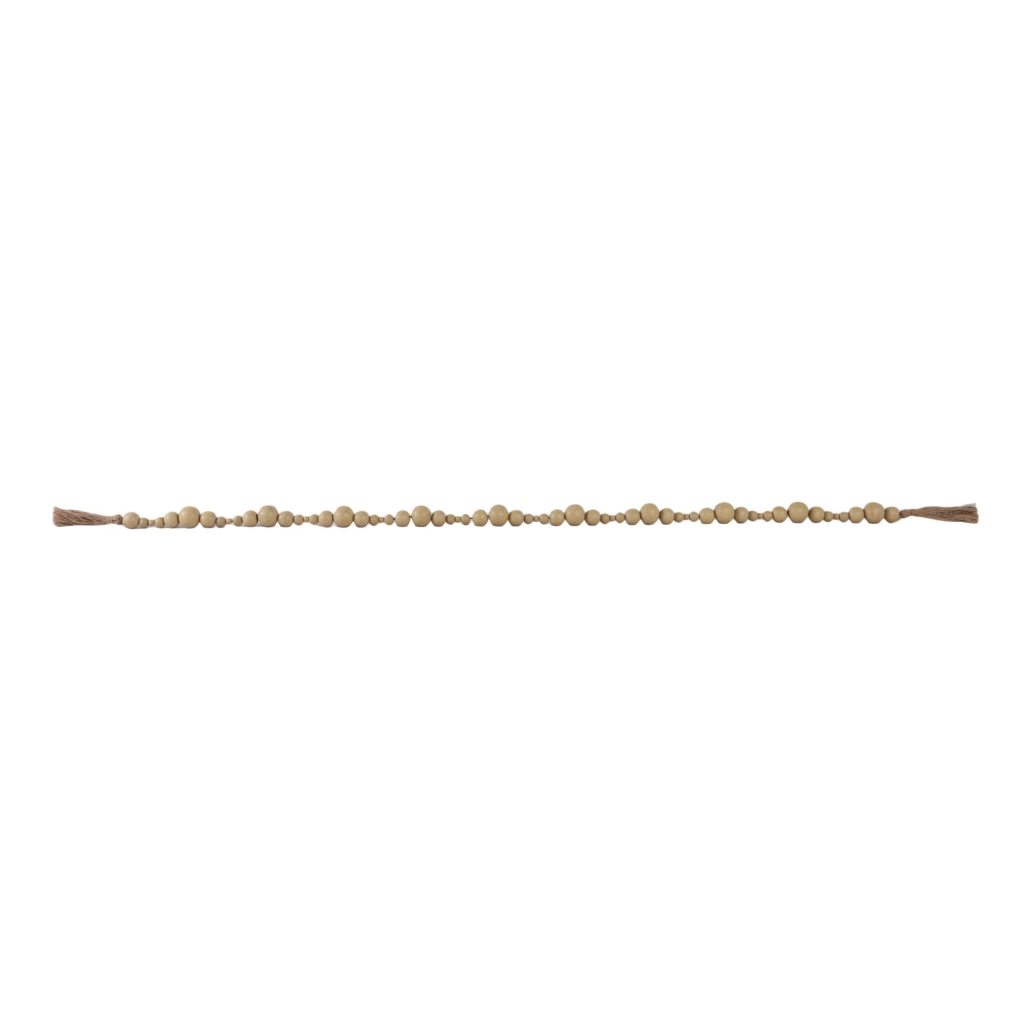 WOOD, 84"L STONEWASH BEAD GARLAND, IVORY Table Decors| Sagebrook Home