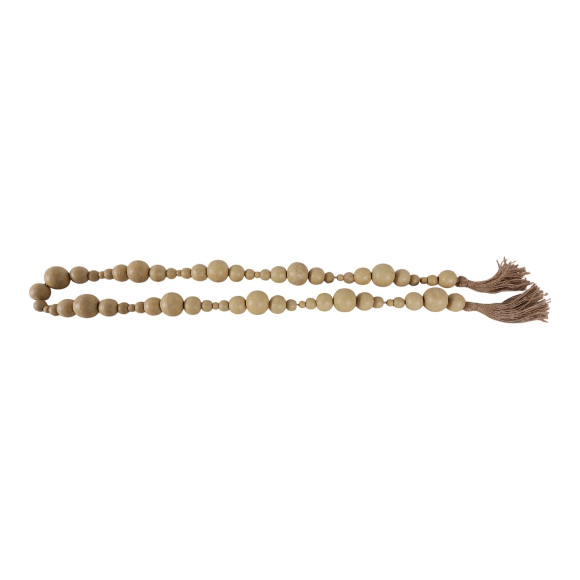 WOOD, 84"L STONEWASH BEAD GARLAND, IVORY Table Decors| Sagebrook Home