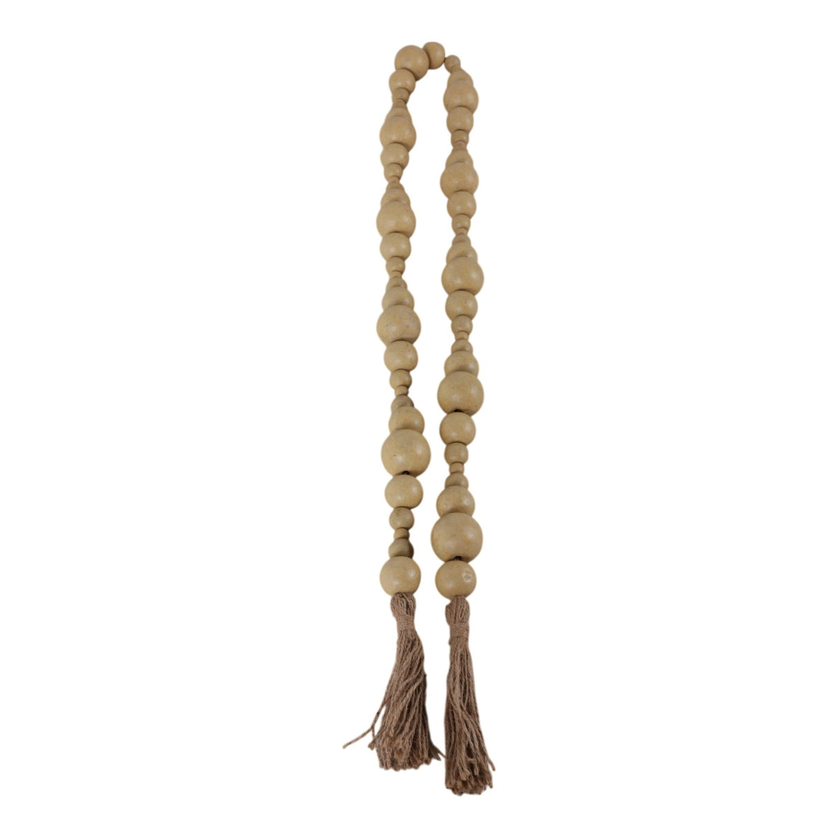 WOOD, 84"L STONEWASH BEAD GARLAND, IVORY Table Decors| Sagebrook Home