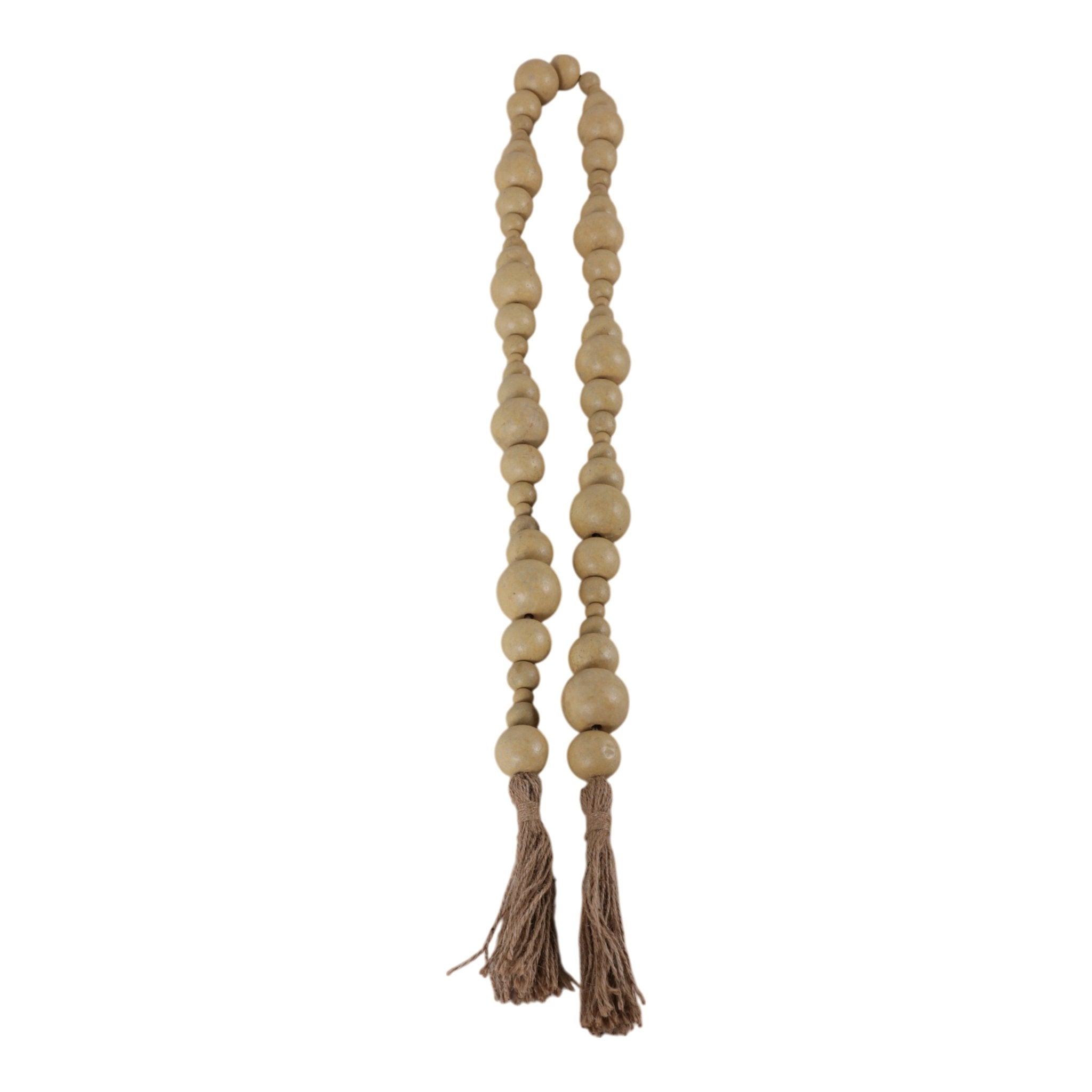 WOOD, 84"L STONEWASH BEAD GARLAND, IVORY Table Decors| Sagebrook Home