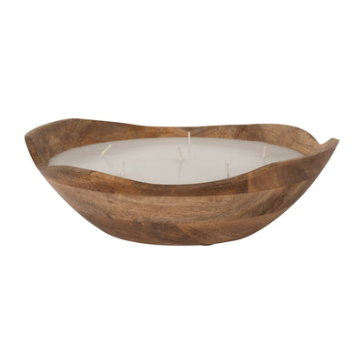 WOOD, 9" 14 OZ CURVY BOWL SCENTED CANDLE, NATURAL - Al Rugaib Furniture