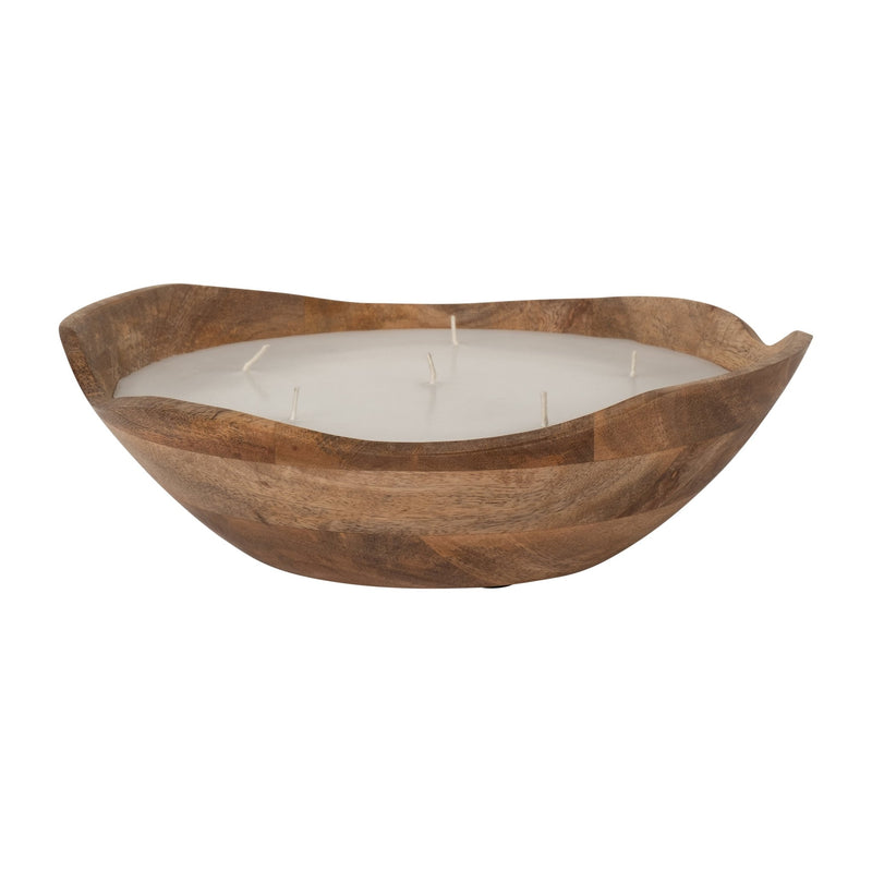 WOOD, 9" 14 OZ CURVY BOWL SCENTED CANDLE, NATURAL - Al Rugaib Furniture