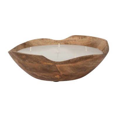 WOOD, 9" 14 OZ CURVY BOWL SCENTED CANDLE, NATURAL - Al Rugaib Furniture