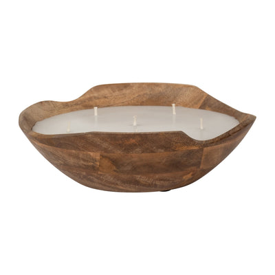 WOOD, 9" 14 OZ CURVY BOWL SCENTED CANDLE, NATURAL - Al Rugaib Furniture