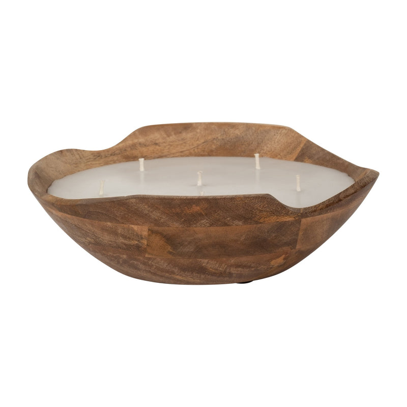 WOOD, 9" 14 OZ CURVY BOWL SCENTED CANDLE, NATURAL - Al Rugaib Furniture