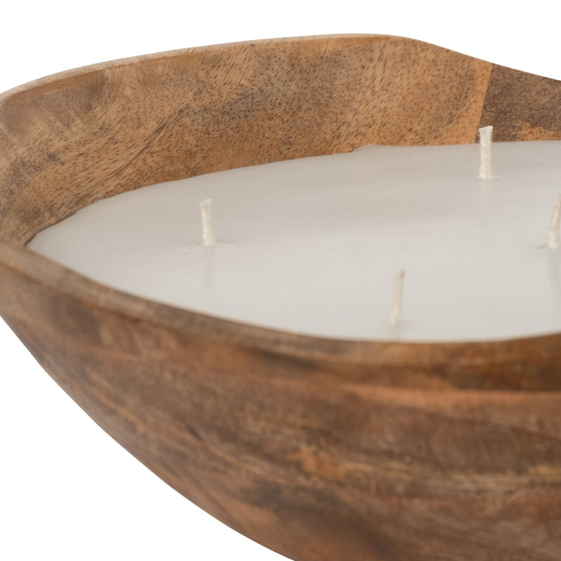 WOOD, 9" 14 OZ CURVY BOWL SCENTED CANDLE, NATURAL - Al Rugaib Furniture