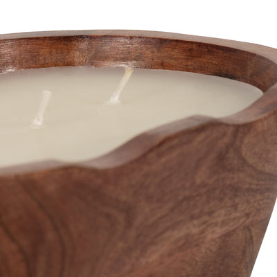 WOOD, 9" 19 OZ OVAL BOWL SCENTED CANDLE, NATURAL - Al Rugaib Furniture