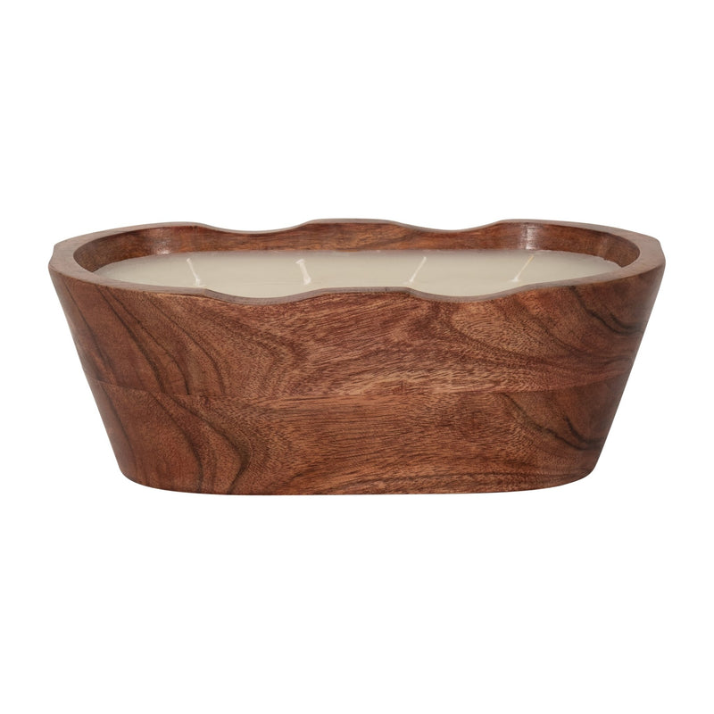 WOOD, 9" 19 OZ OVAL BOWL SCENTED CANDLE, NATURAL - Al Rugaib Furniture
