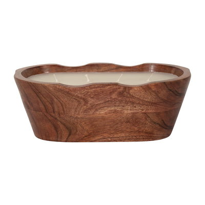 WOOD, 9" 19 OZ OVAL BOWL SCENTED CANDLE, NATURAL - Al Rugaib Furniture