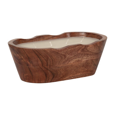 WOOD, 9" 19 OZ OVAL BOWL SCENTED CANDLE, NATURAL - Al Rugaib Furniture