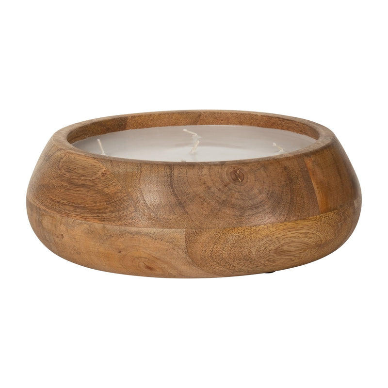 WOOD, 9" 20 OZ MODERN BOWL SCENTED CANDLE, NATURAL - Al Rugaib Furniture