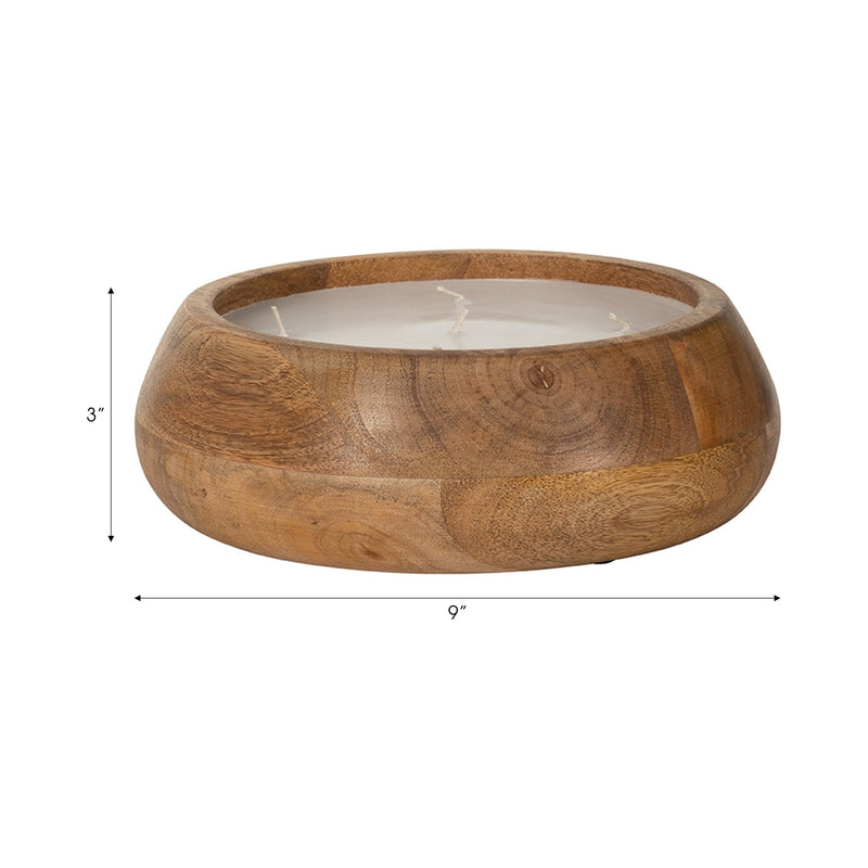 WOOD, 9" 20 OZ MODERN BOWL SCENTED CANDLE, NATURAL - Al Rugaib Furniture