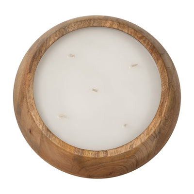 WOOD, 9" 20 OZ MODERN BOWL SCENTED CANDLE, NATURAL - Al Rugaib Furniture