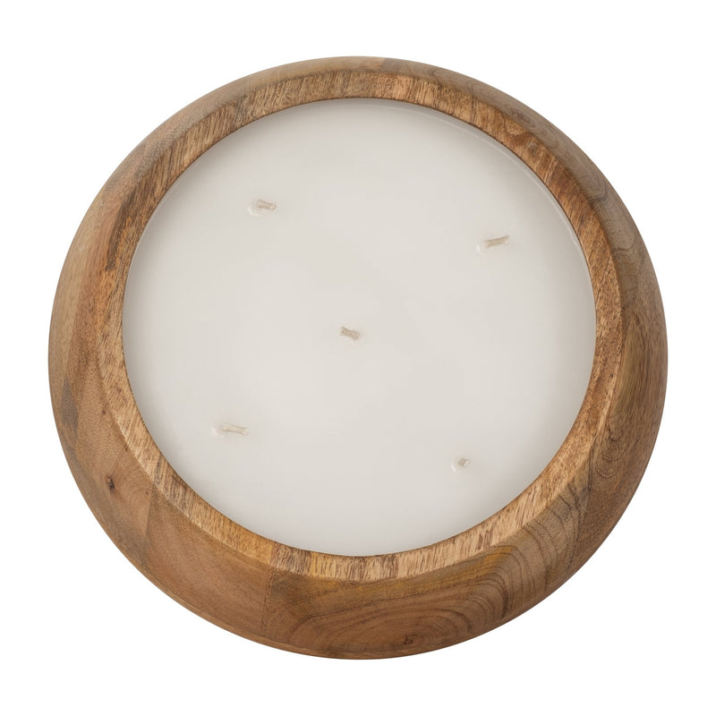 WOOD, 9" 20 OZ MODERN BOWL SCENTED CANDLE, NATURAL - Al Rugaib Furniture