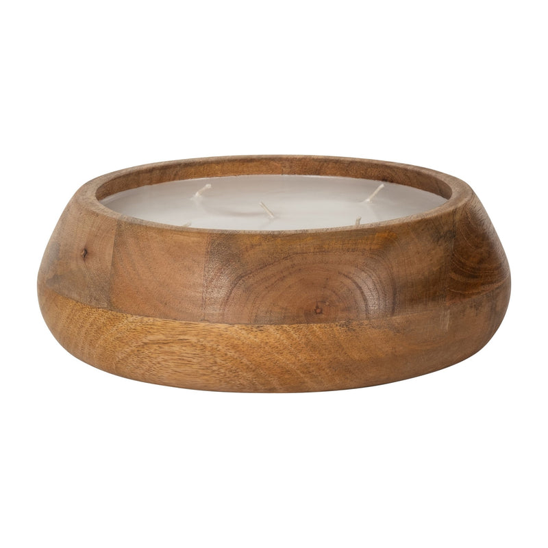 WOOD, 9" 20 OZ MODERN BOWL SCENTED CANDLE, NATURAL - Al Rugaib Furniture