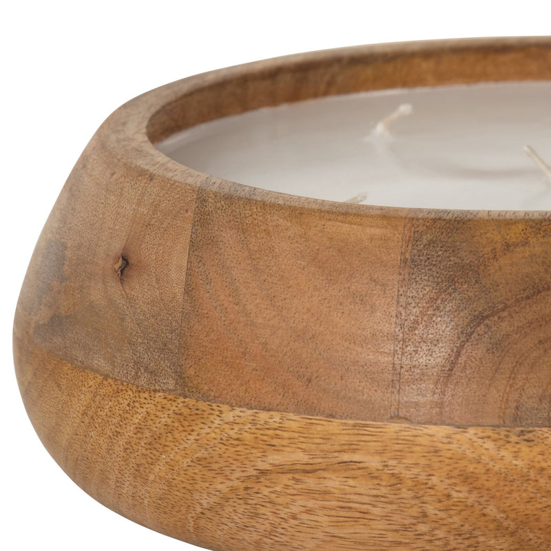 WOOD, 9" 20 OZ MODERN BOWL SCENTED CANDLE, NATURAL - Al Rugaib Furniture