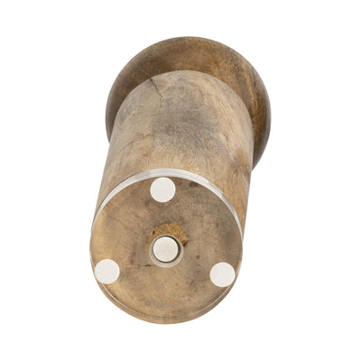 WOOD ACRYLIC DETAIL TAPER CANDLEHOLDER, NATUR - Al Rugaib Furniture