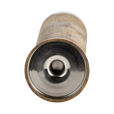 WOOD ACRYLIC DETAIL TAPER CANDLEHOLDER, NATUR - Al Rugaib Furniture