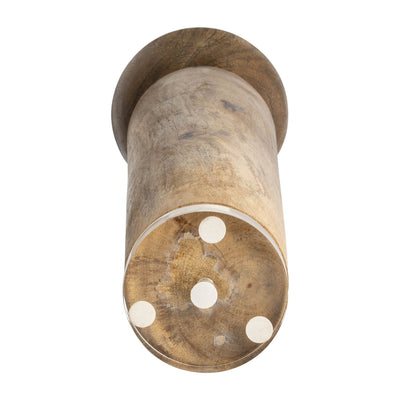 WOOD ACRYLIC DETAIL TAPER CANDLEHOLDER, NATUR - Al Rugaib Furniture