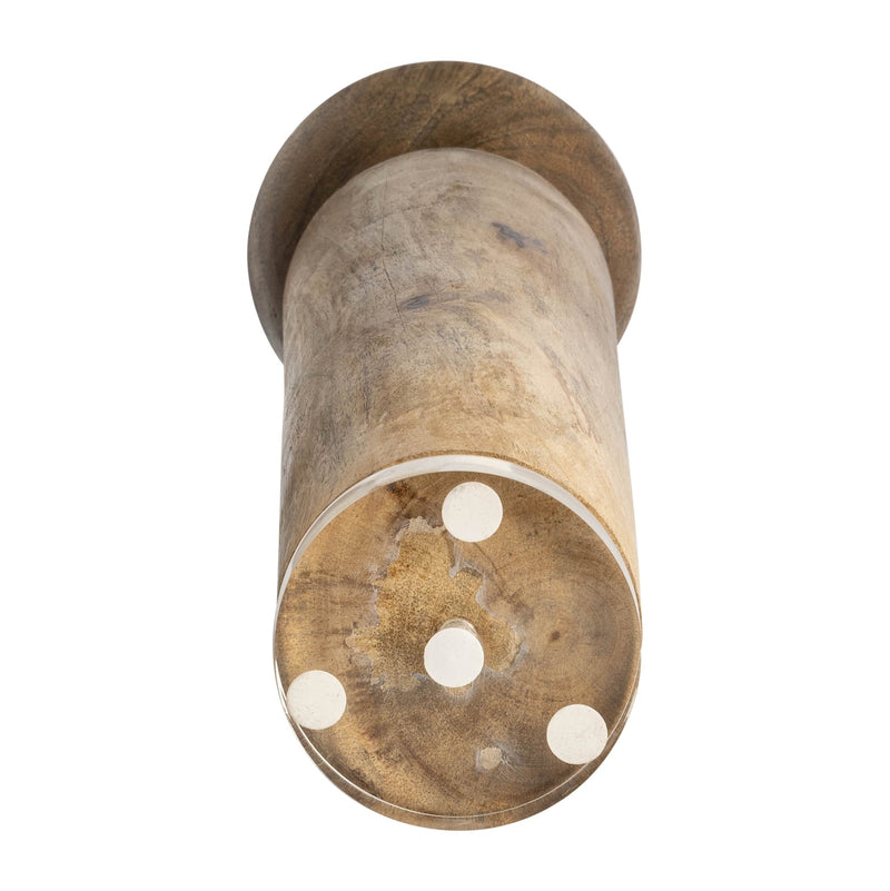 WOOD ACRYLIC DETAIL TAPER CANDLEHOLDER, NATUR - Al Rugaib Furniture