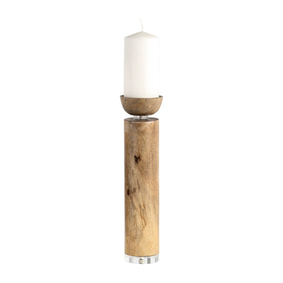 WOOD ACRYLIC DETAIL TAPER CANDLEHOLDER, NATUR - Al Rugaib Furniture