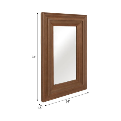 WOOD FRAME 24 X 36" WALL MIRROR, BROWN WB - Al Rugaib Furniture