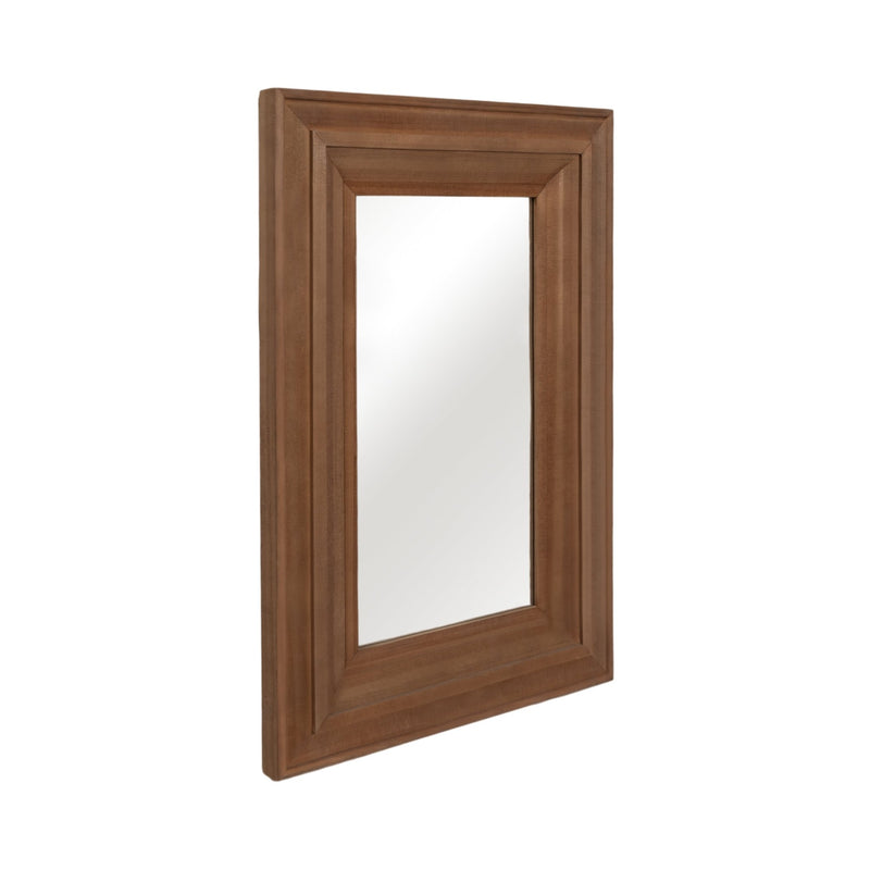 WOOD FRAME 24 X 36" WALL MIRROR, BROWN WB - Al Rugaib Furniture