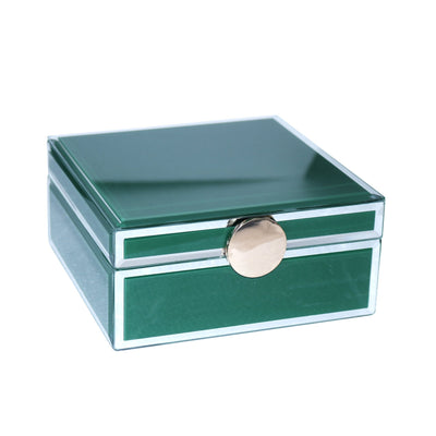 Wood / Glass 7x7" Jewelry Box, Green - Al Rugaib Furniture