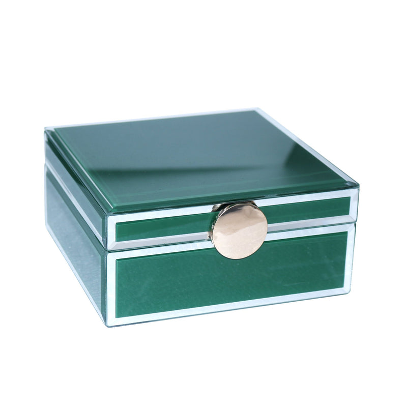 Wood / Glass 7x7" Jewelry Box, Green - Al Rugaib Furniture