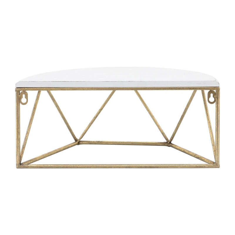 WOOD / METAL 16" L DEMILUNE WALL SHELF, WHITE - Al Rugaib Furniture