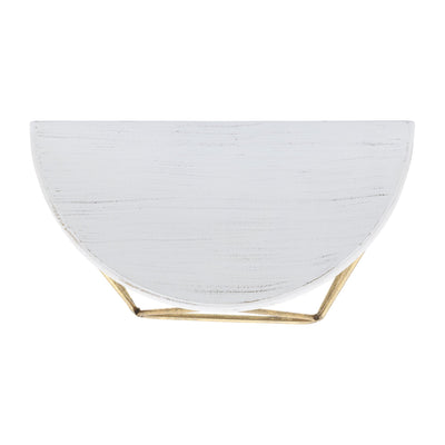 WOOD / METAL 16" L DEMILUNE WALL SHELF, WHITE - Al Rugaib Furniture