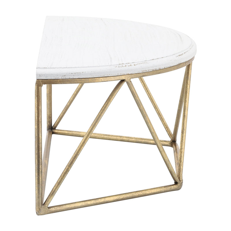 WOOD / METAL 16" L DEMILUNE WALL SHELF, WHITE - Al Rugaib Furniture