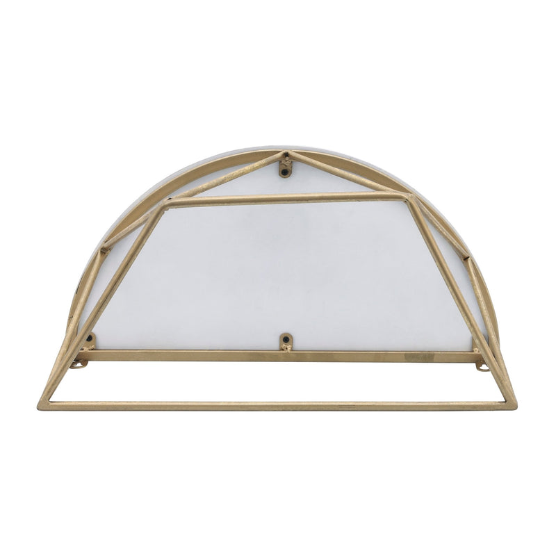 WOOD / METAL 16" L DEMILUNE WALL SHELF, WHITE - Al Rugaib Furniture