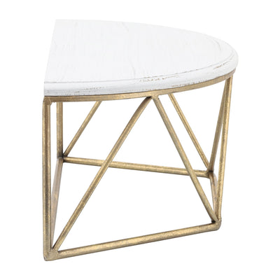 WOOD / METAL 16" L DEMILUNE WALL SHELF, WHITE - Al Rugaib Furniture