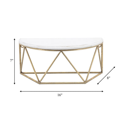 WOOD / METAL 16" L DEMILUNE WALL SHELF, WHITE - Al Rugaib Furniture